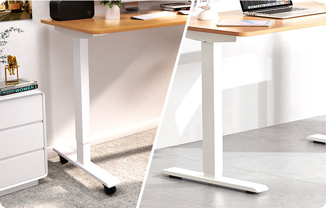 Detachable casters and footpads for flexible working scenarios - Sunaofe standing desks come with free optional casters and footpads, making it easy to move or keep stationary depending on your needs.