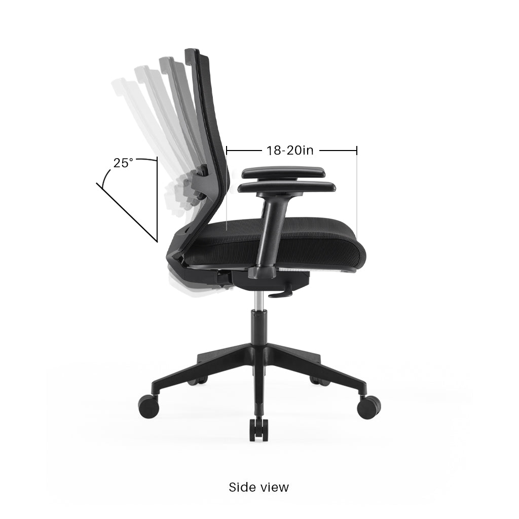 Sunaofe Ergonomic Chair Specification Side View