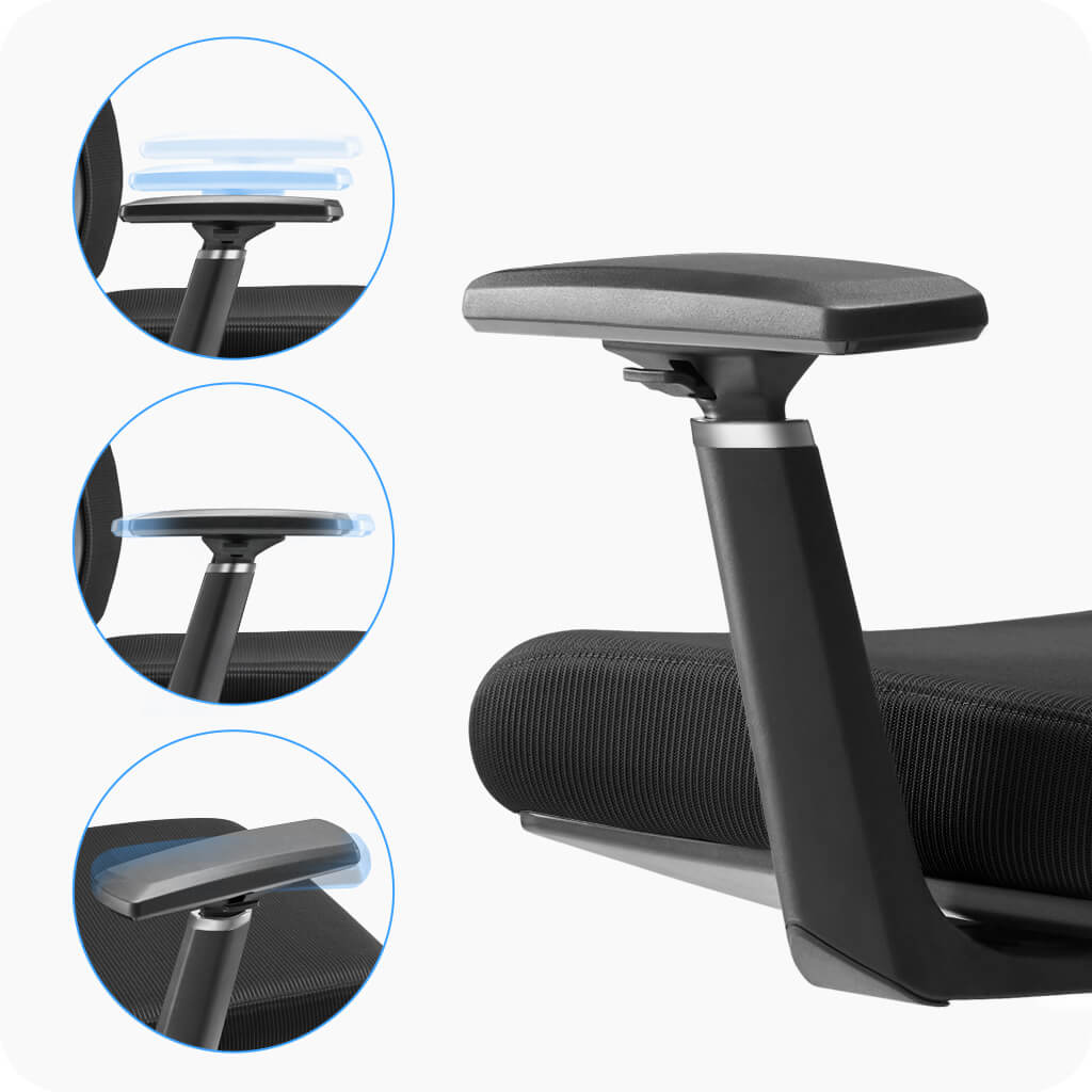 Adjustable Armrests for Personalized Comfort - Sunaofe Ergonomic Office Chair Voyager Series - 3D Armrests with Height and Depth Settings to Relieve Shoulder Pressure and Improve Posture