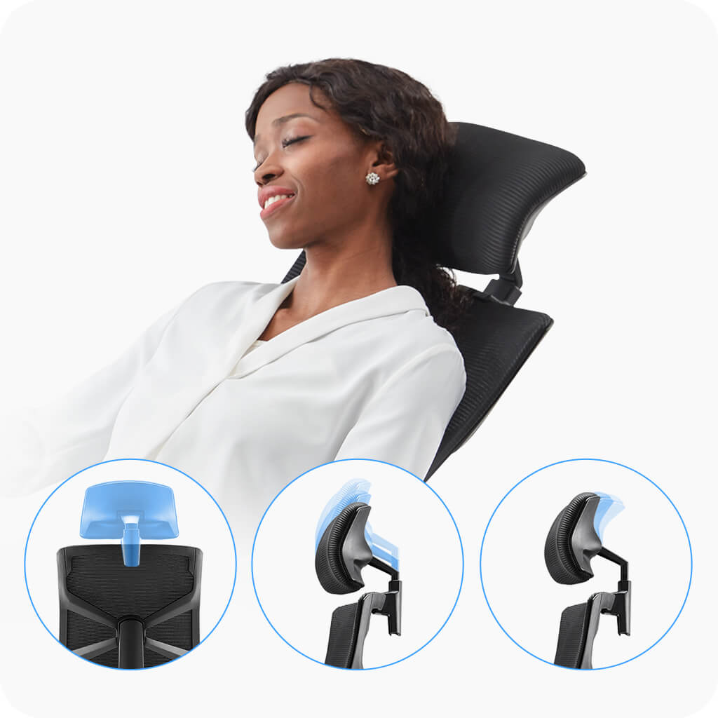 Two-Way Adjustable Detachable Headrest Improves Comfort & Reduces Neck Pain - Sunaofe Ergonomic Office Chair Voyager Series - Height & Tilt Adjustable for Optimal Neck and Cervical Support