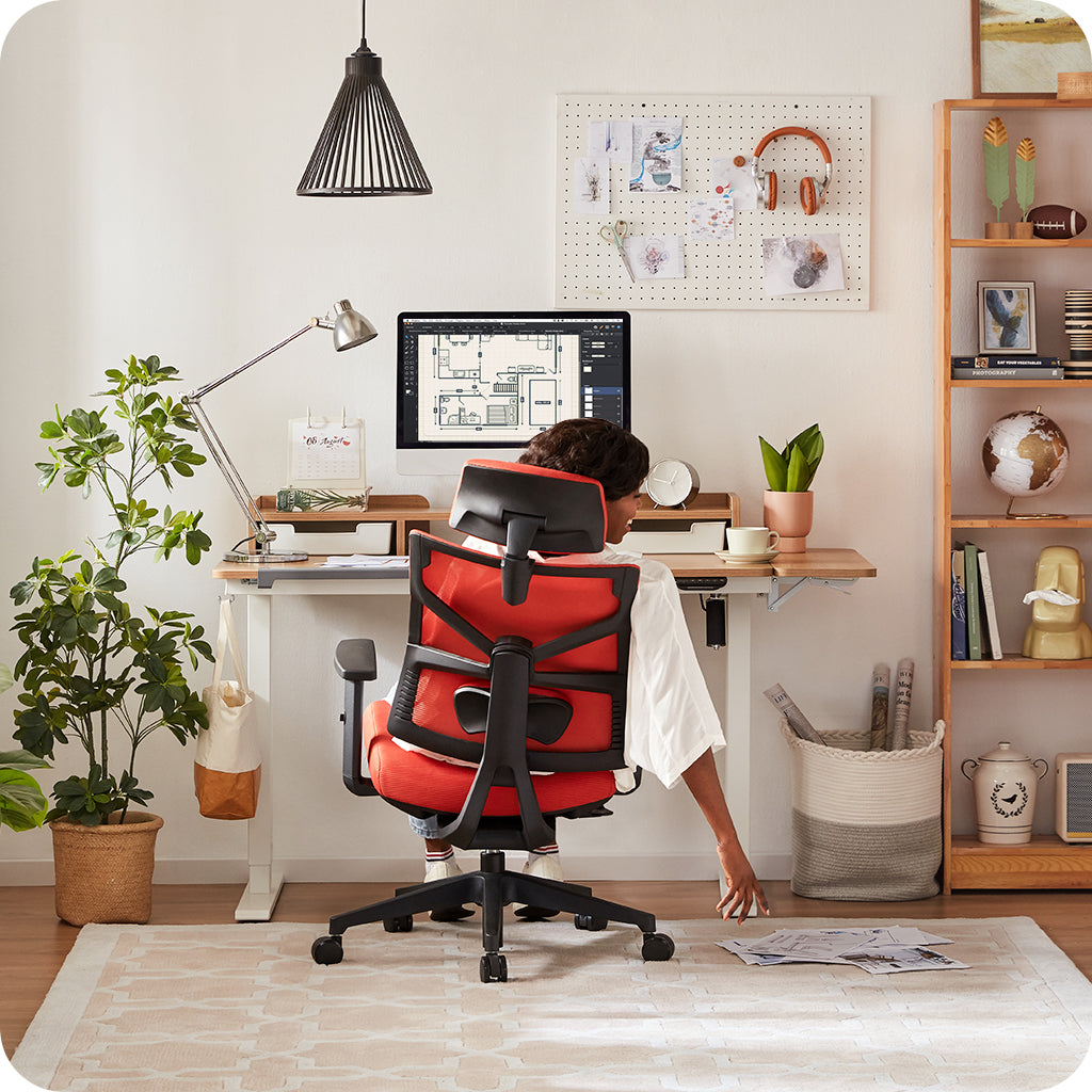 Sunaofe Ergonomic Office Chair Voyager: Model Sitting Comfortably with Body-Swing Mechanism for Improved Posture and Long Hours of Sitting, Easy Access to Objects on Floor