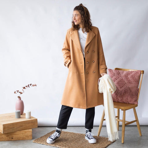 Classic style brown long coat