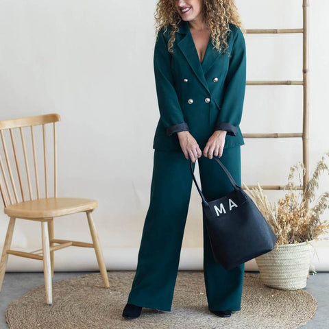 New Year's Eve green blazer and pants suit