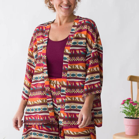 Festival Multicolor Ethnic Print Kimono