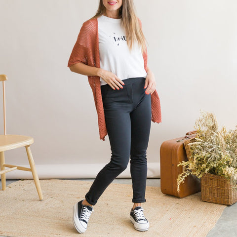 Legging with t-shirt and cardigan