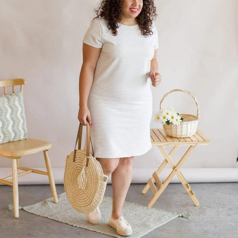 White dress with sneakers