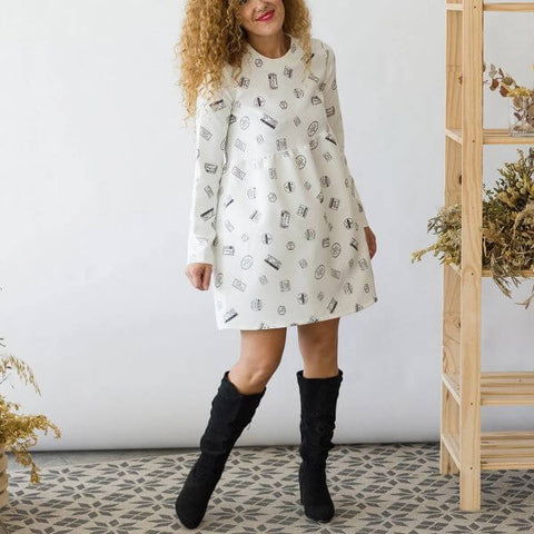 White dress with boots