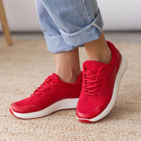 Red sports shoes