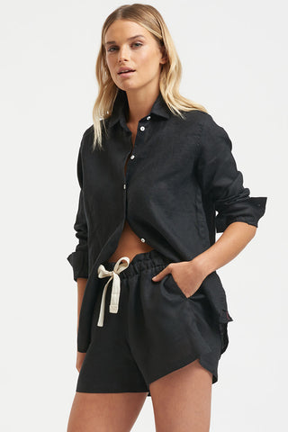 Black Linen Shirt and Short Set | Shirty Style