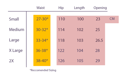 Sweatpants Size Chart