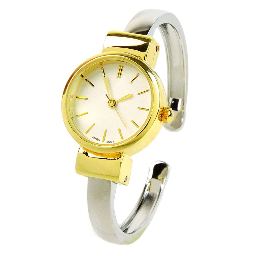 2Tone Metal Band Small Size Bangle Cuff Watch for Women – ShowTime  Collection