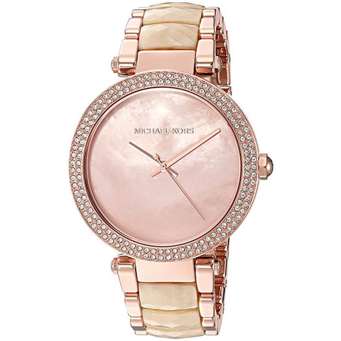 michael kors rose gold mother of pearl watch