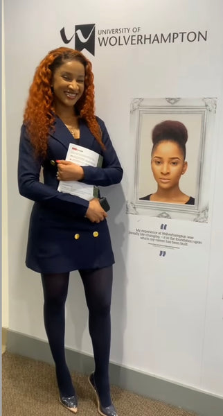 Adesua Etomi in Lady Biba Navy Blazer Mini dress