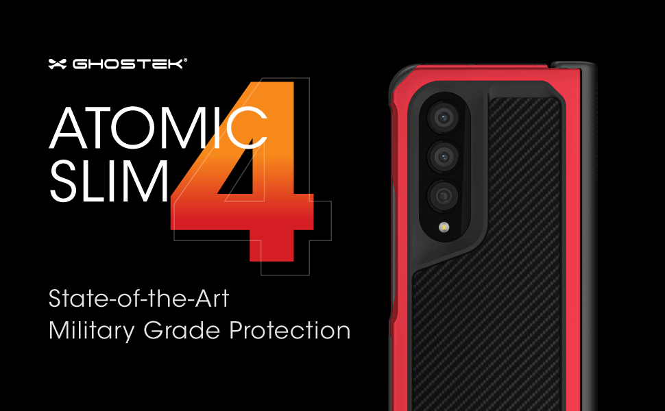 Ghostek Atomic Slim Galaxy Z Fold 4 Case Clear with Black Aluminum Metal Bumper Premium Rugged Heavy Duty Shockproof Protection