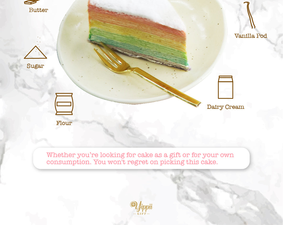 Yippii Rainbow Mille Crepe Cake
