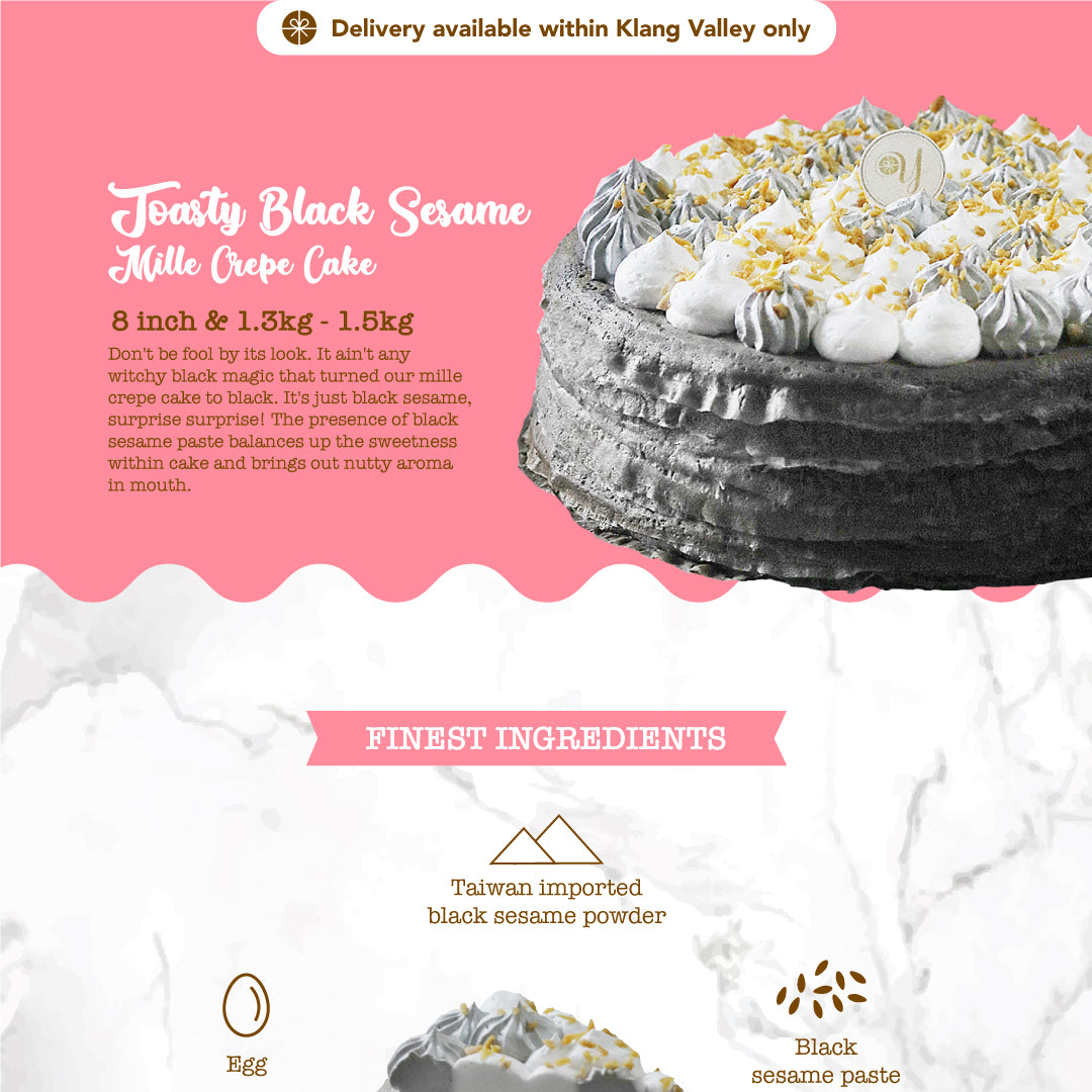 Toasty Black Sesame Mille Crepe Cake