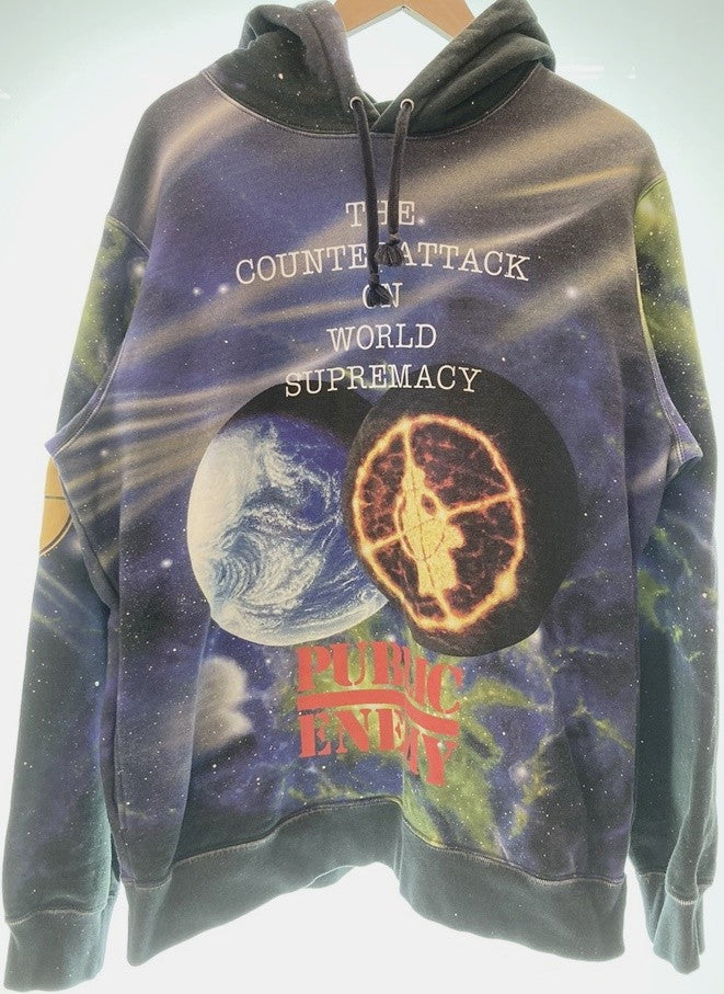 シュプリーム SUPREME 18SS Supreme UNDERCOVER/Public Enemy Hooded Sweatshirt Multi  フーディ パーカー ネイビー コラボ パーカ 総柄 マルチカラー Mサイズ 101MT-267