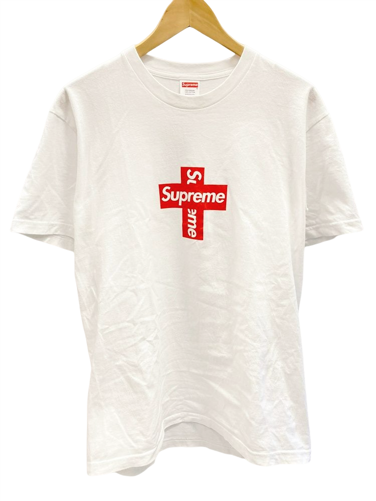 supreme cross box logo tee 白　white M