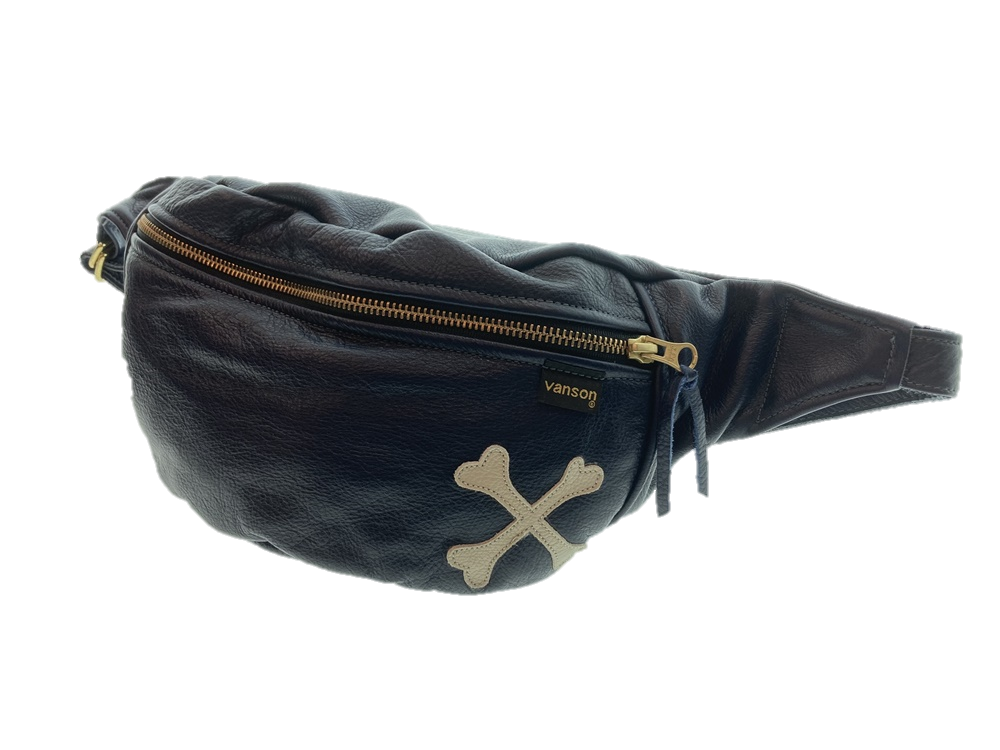 バンソン VANSON BACKDROP FANNY PACK with CROSS BONE ファニーパック クロスボーン ボディバッグ  ウエストポーチ 紺 バッグ メンズバッグ ボディバッグ・ウエストポーチ ワンポイント ネイビー 101bag-22