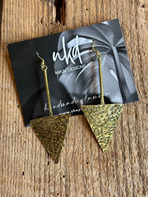 Brass Statement Earrings - Triangle - Artistic Fusion Craft Studio