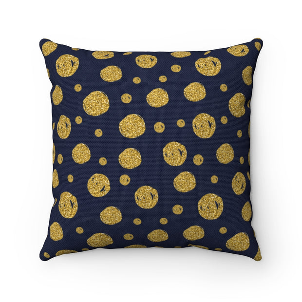 Dots - Navy + Gold Spun Polyester Pillow