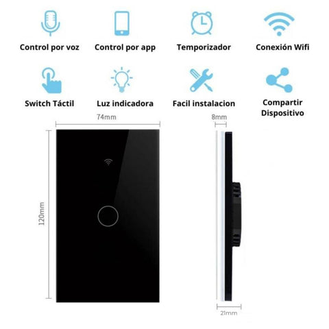 Interruptor de Pared con WiFi de 1 Toma Compatible con Alexa y