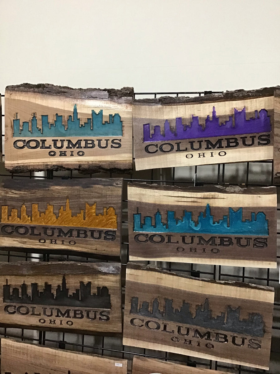 Columbus Ohio Decor Wall Art Souvenir Gift Live Edge Wood 