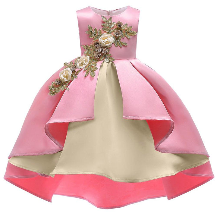 Flower Girls Pink Sleeveless Bow Tie Back Birthday Party Gown Dress ...