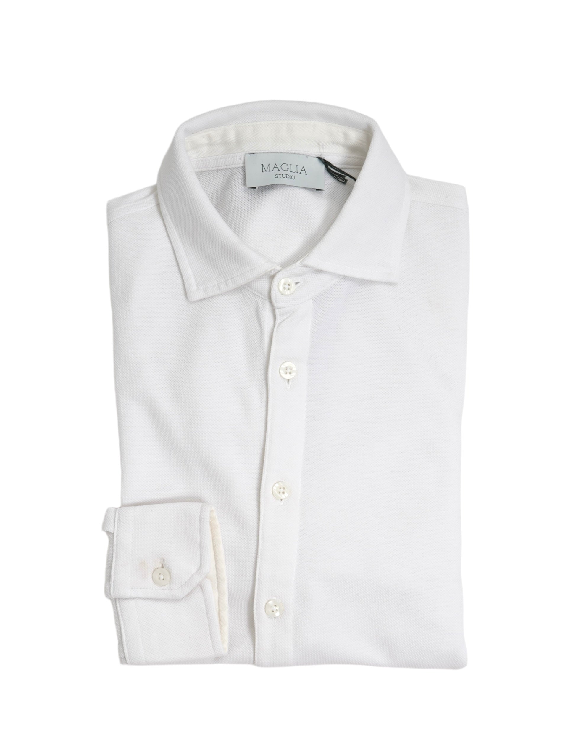 Image of Maglia - White Pique Shirt S Reg