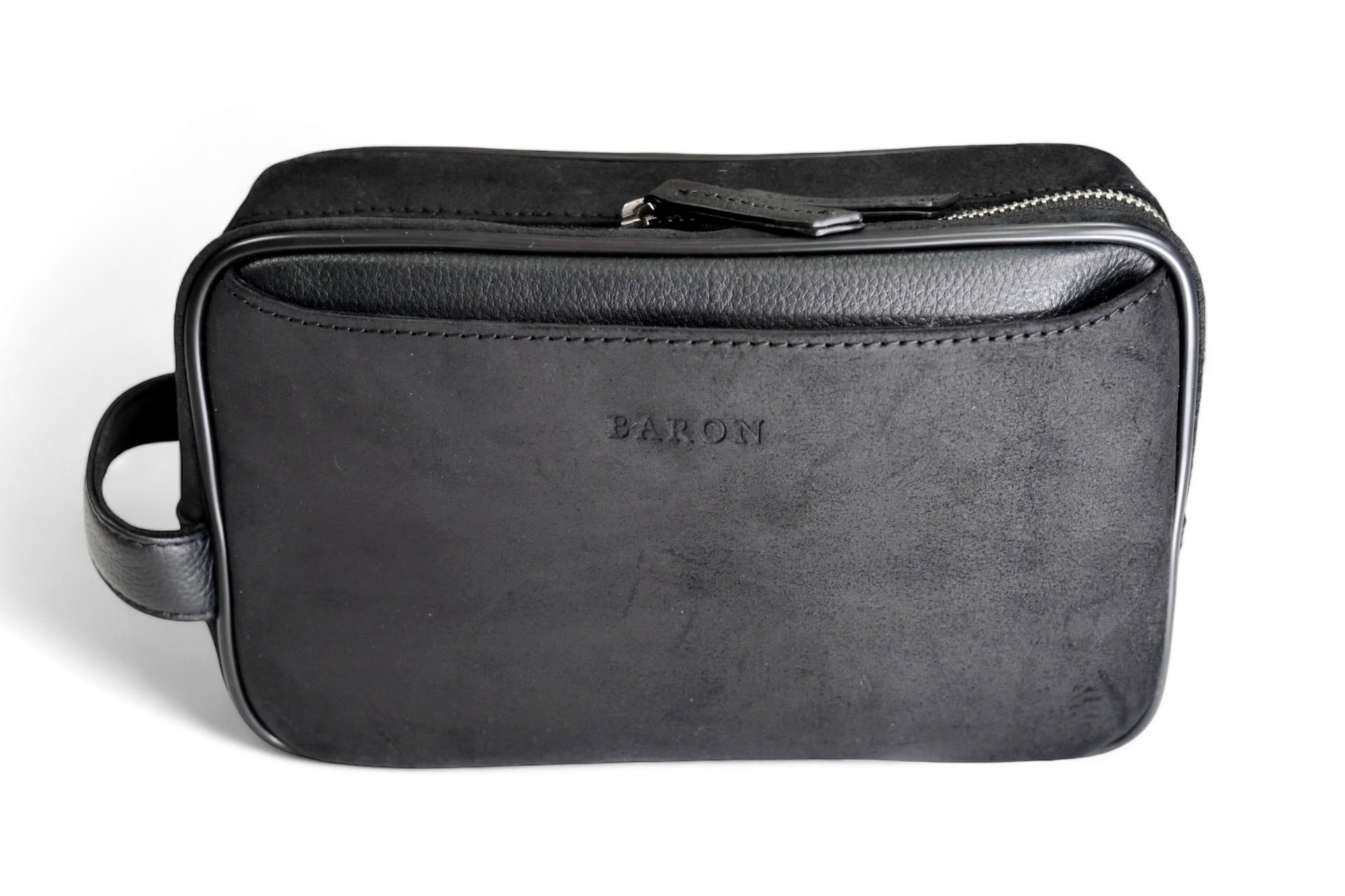 image of Baron - Black Waxed Suede Wash Bag