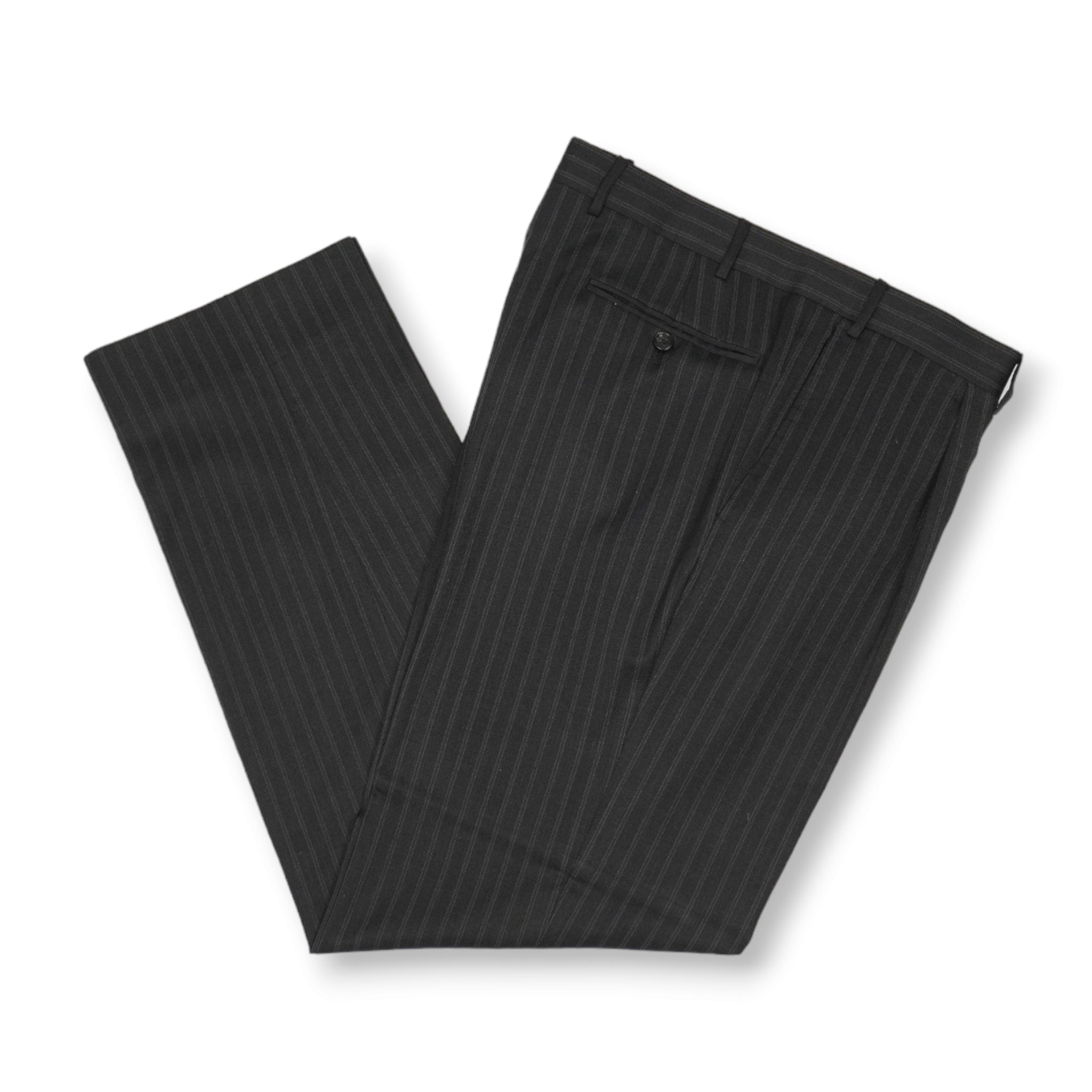 image of Corneliani - Navy Striped High-Rise Trousers 50