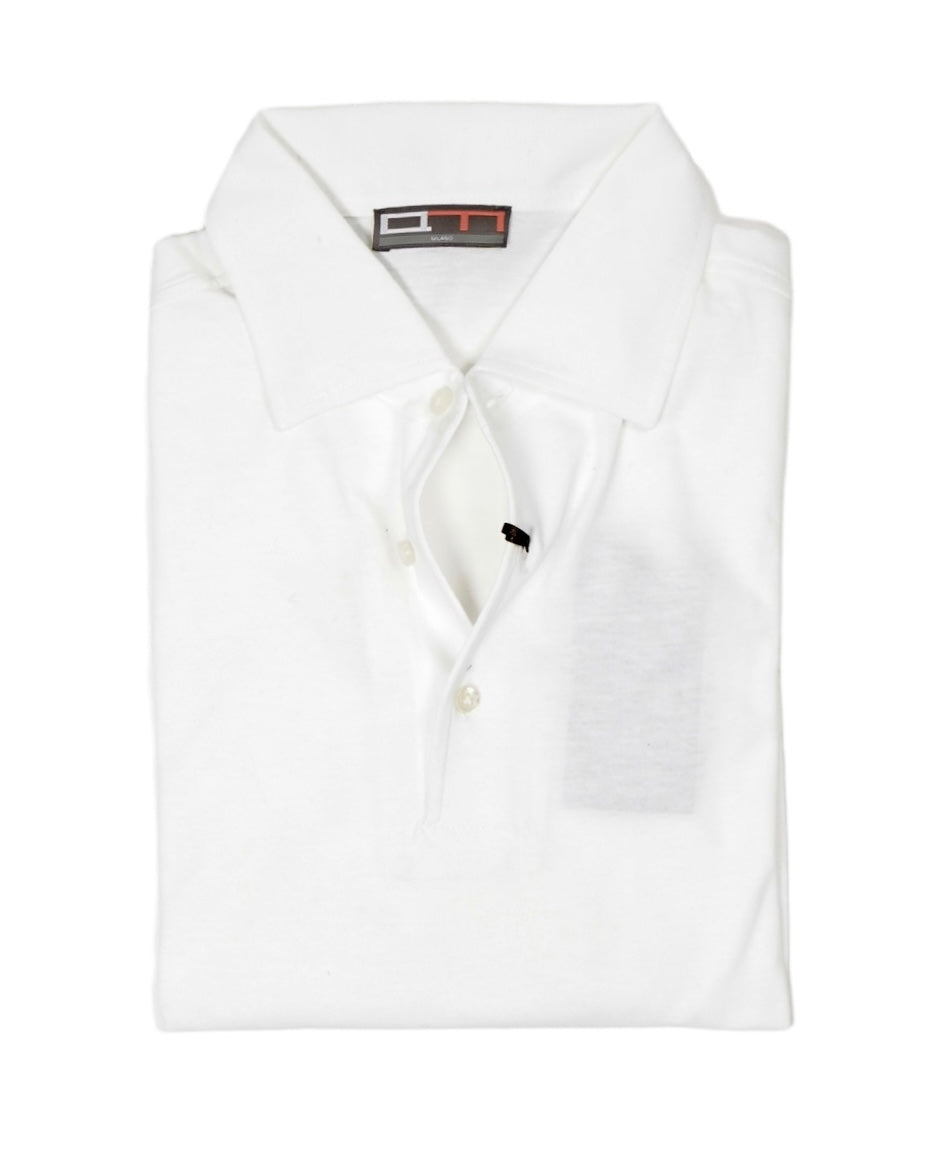 image of AM Milano - White Cotton One-Piece Collar Popover Shirt L