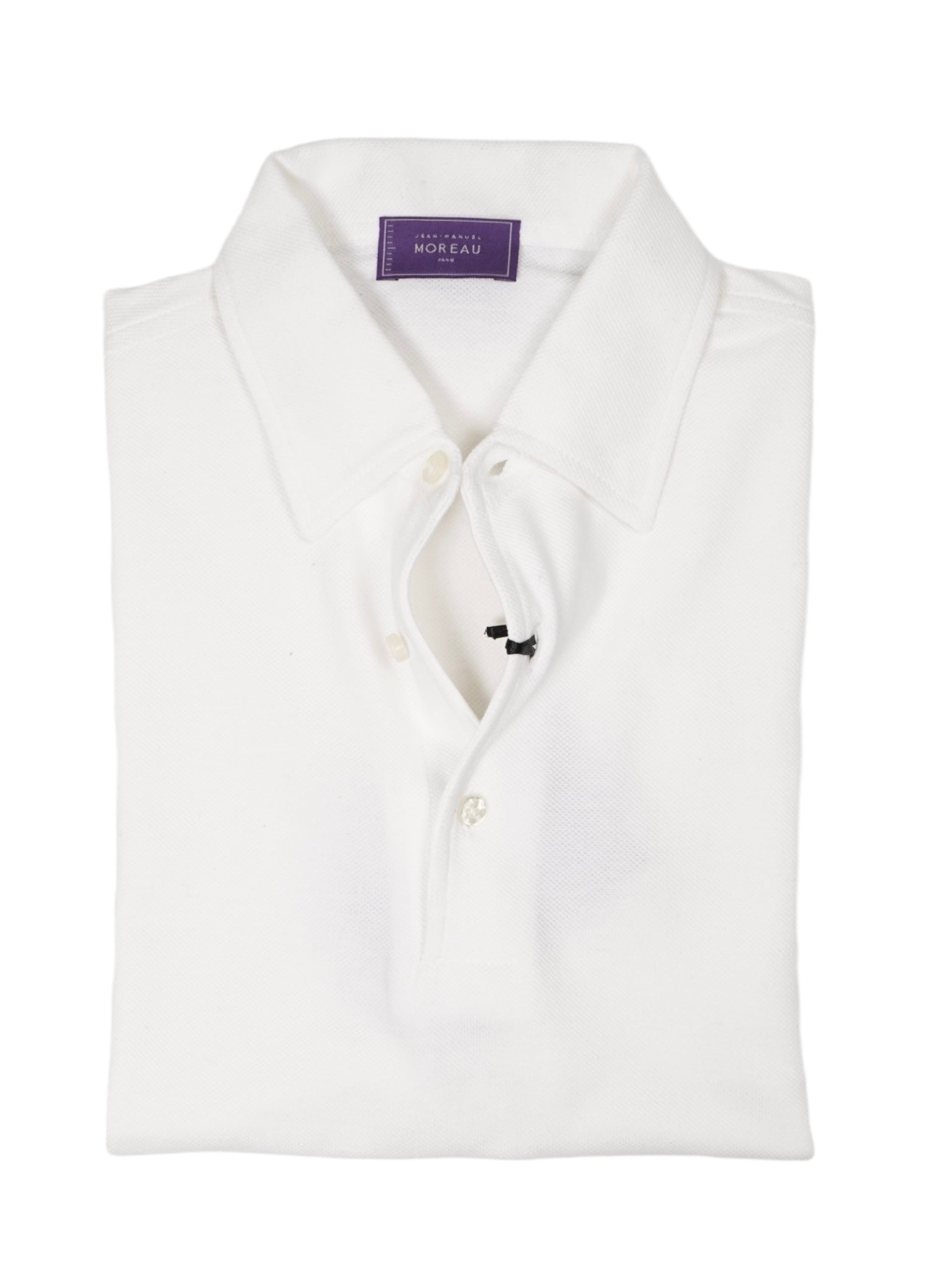 Image of Moreau - White Pique Short-Sleeve One-Piece Collar Polo S & M