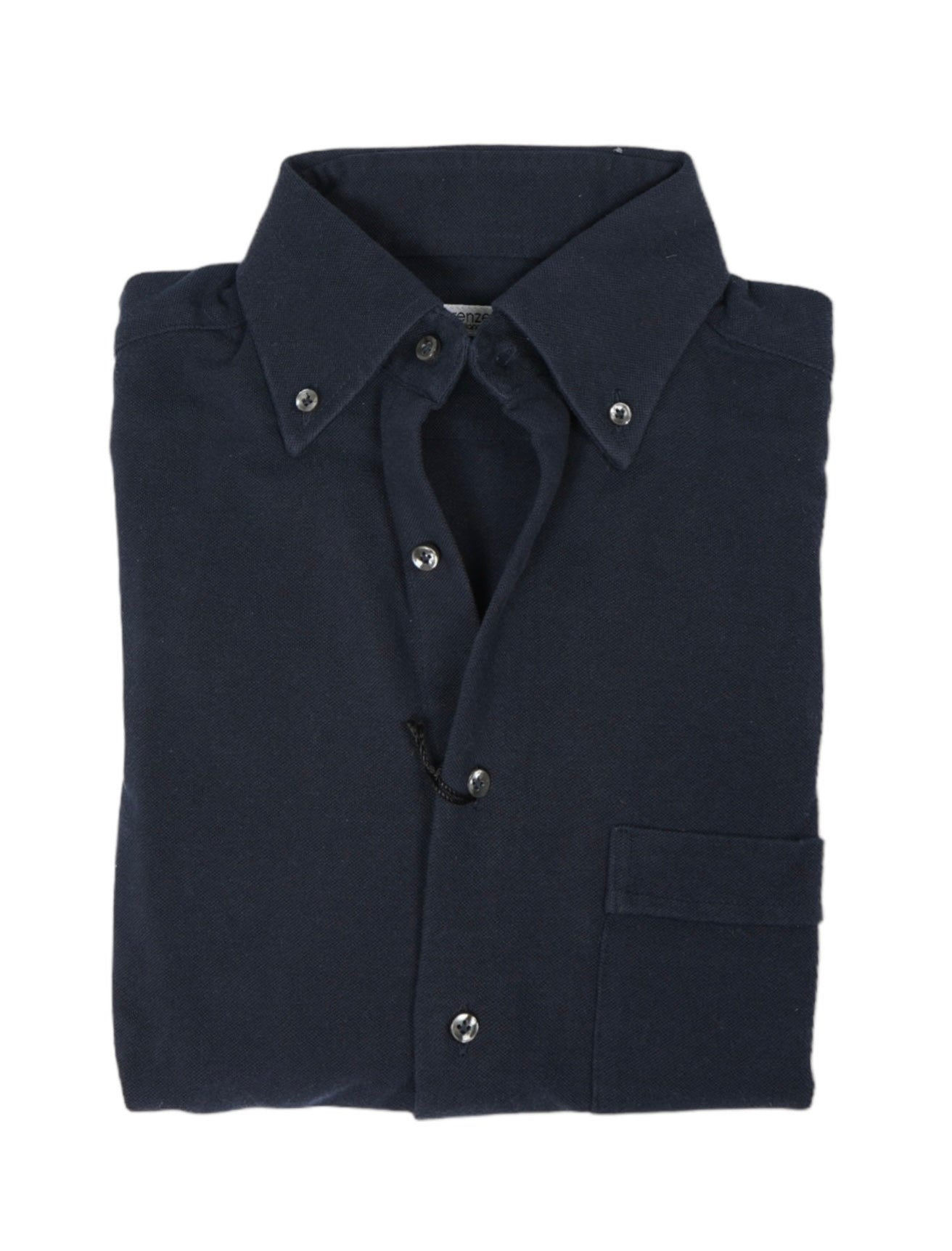 Image of Lorenzetti - Navy BD. Cotton Pique Shirt S. Reg.