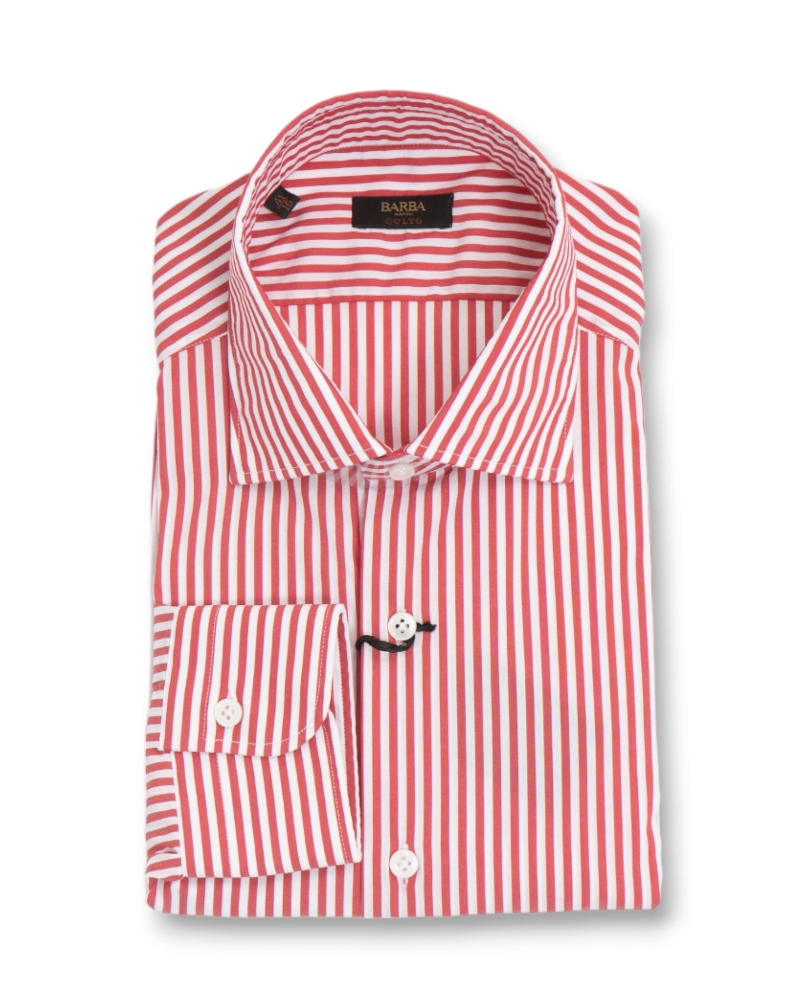 image of Barba Napoli - White/Red Striped Poplin Shirt 41