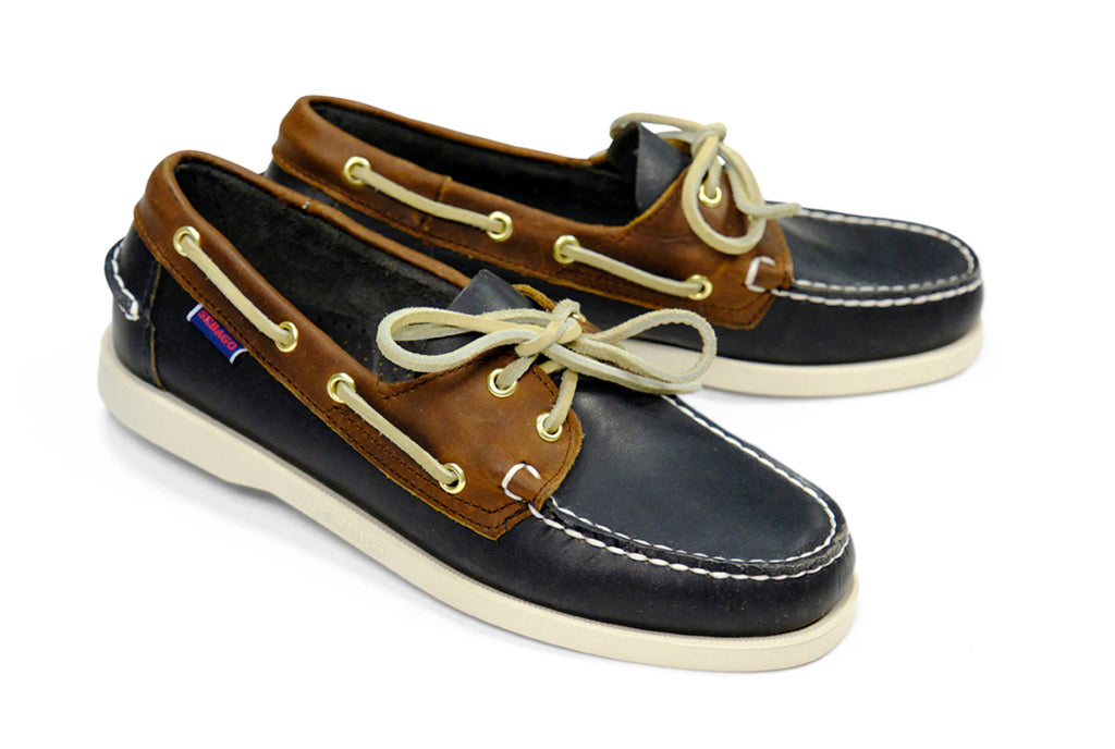 image of Sebago - Navy/Brown Docksides Leather Boat Shoe EU 40 / UK 6,5