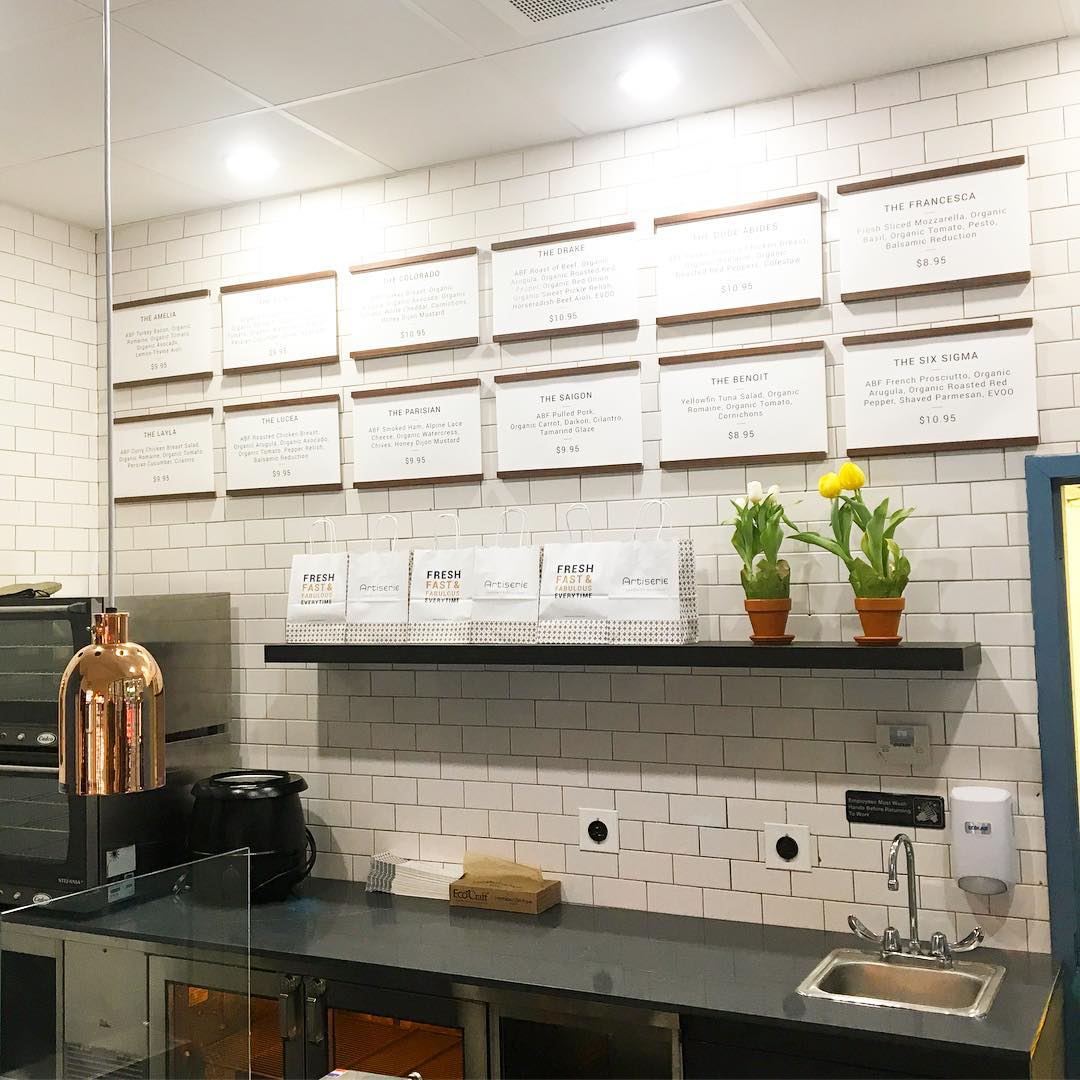 Magnetic hanger frames used in a kitchen.