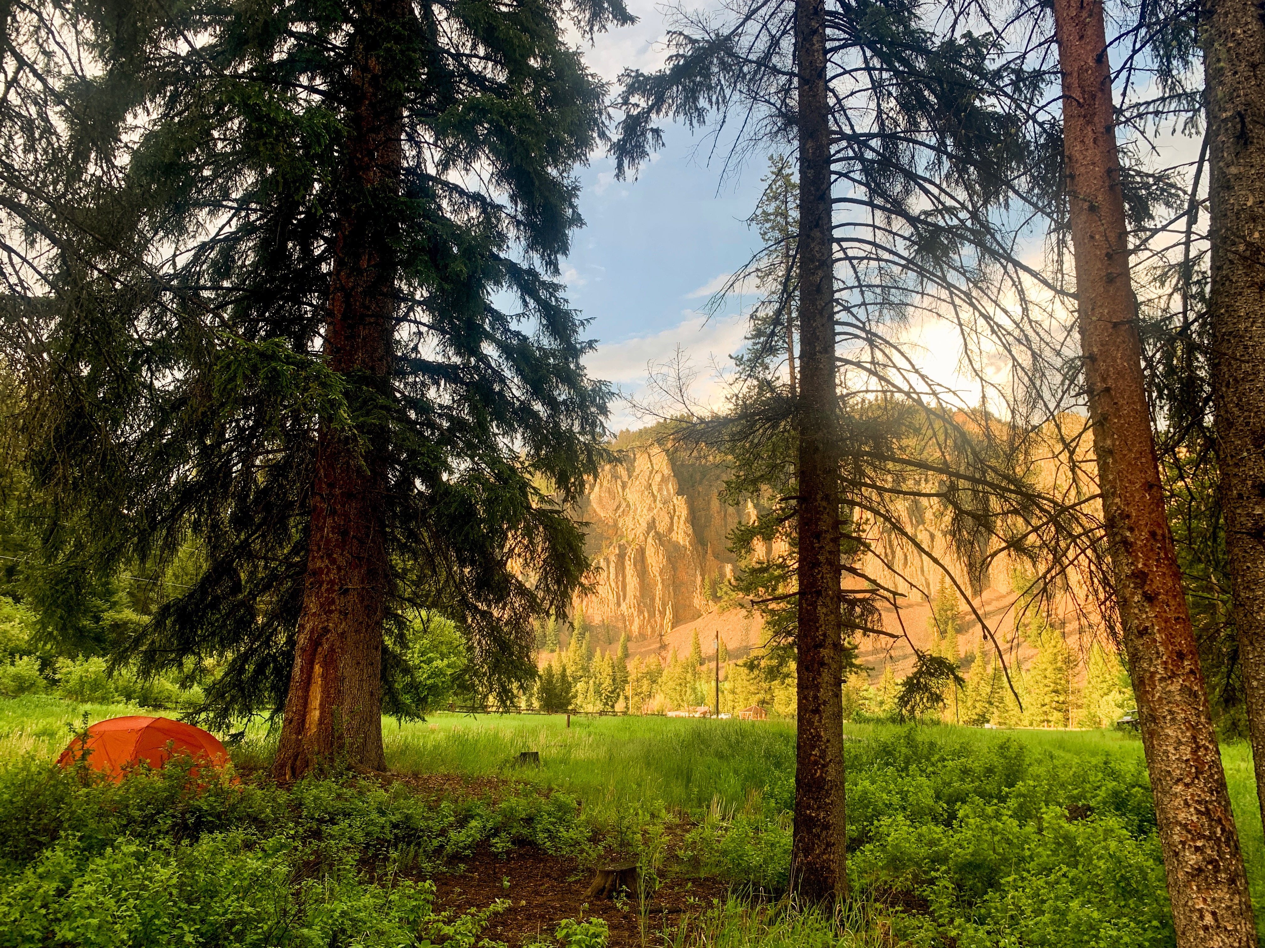 Camping near a mountain