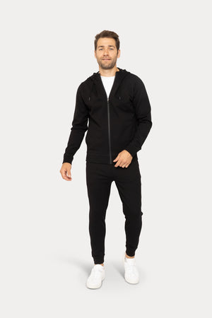 Ezra Performance Zip Up Hoodie (Black) - Charvera