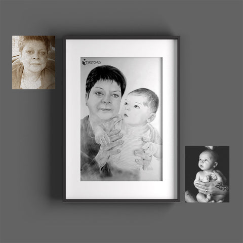 Mother and child drawing child portrait painting let baby paint baby painting pencil drawing