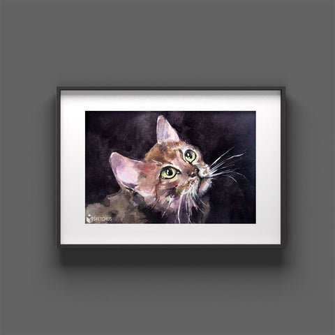 Watercolor portrait picture artist watercolor painting face abstract modern watercolor painting photo as watercolor drawing cats paint