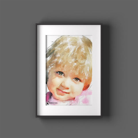 Watercolor Portrait Watercolor Painting Face Abstract Modern Watercolor Painting Photo as Watercolor Drawing