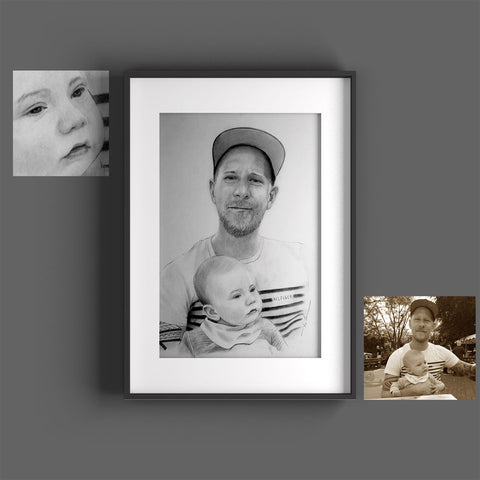 Paint a child portrait Let the baby paint Baby painting Pencil drawing Baby drawing Baby drawing Child painted Dad and son