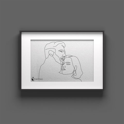Lineart One Line Art Photo to Line Drawing Newlyweds Wedding Couple Family Face Line Art Sketchus