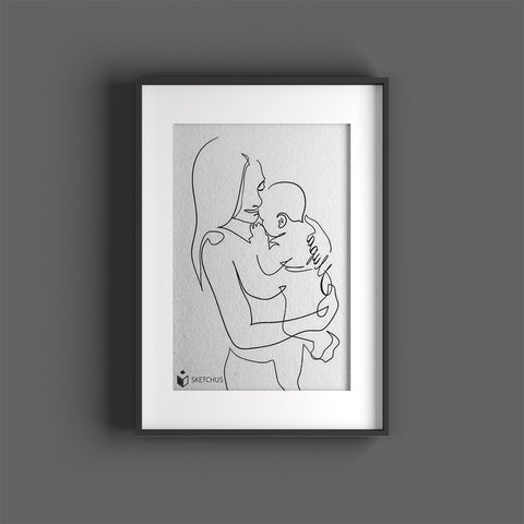 Baby Family Mother and Child Line Art Sketchus