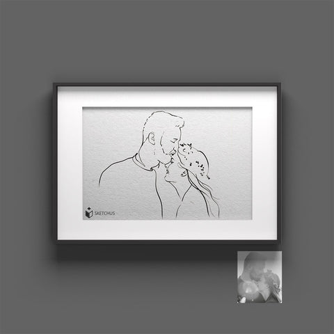 Croquis de mariage Jeunes mariés Couple de mariage Dessin au trait Sketchus