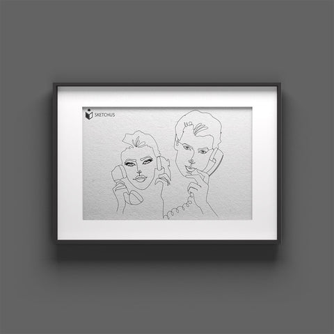 Wedding Love Couple Face Line Art Sketchus