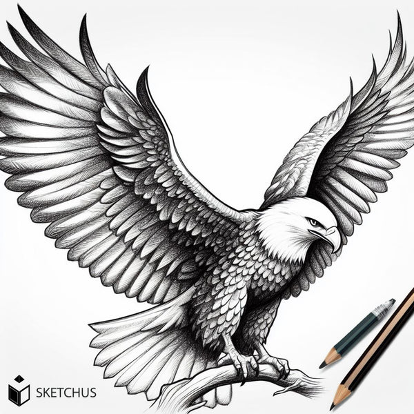 dessin d'aigle au crayon facile