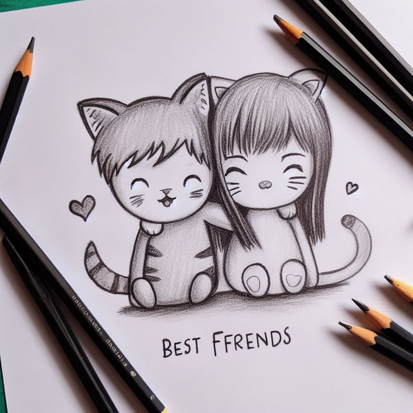 best friends drawing pencil