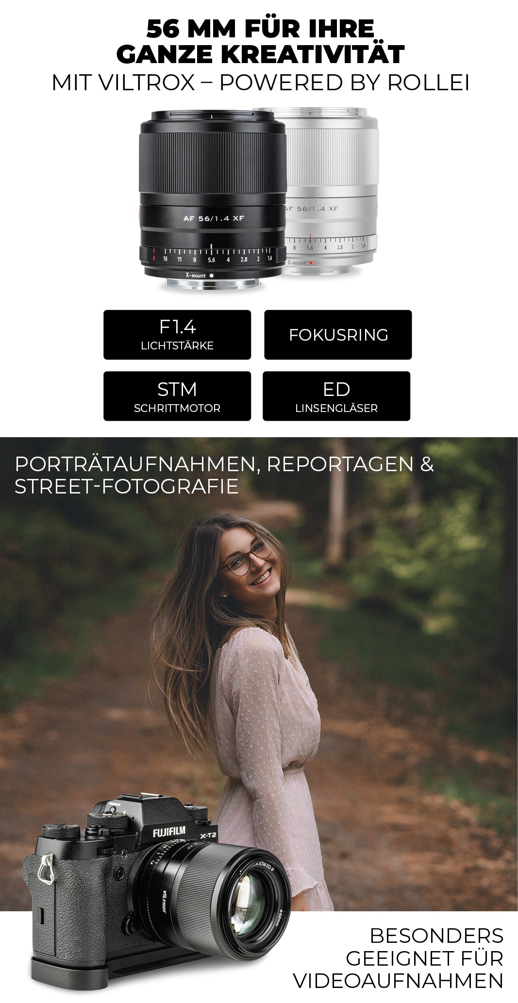 Viltrox-Objektiv 56 mm 1.4 für Fujifilm-Kameras